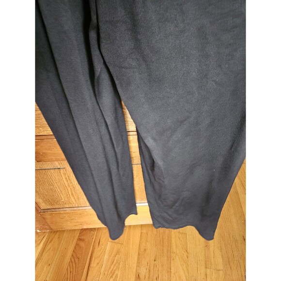 OQQ Black Ribbed Jumpsuit Women’s L Wide Leg LS Round Neck Lounge Stretchy NEW - Picture 6 of 9